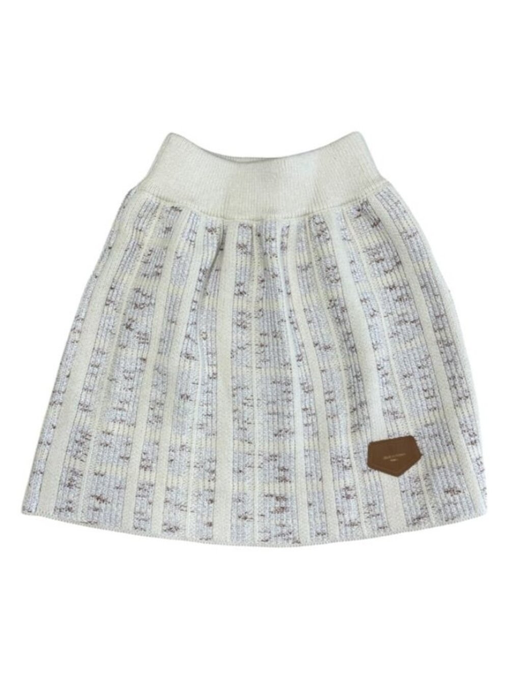 Louis Vuitton Mini Skirt Tweed Knit Ribbed Cotton Ivory